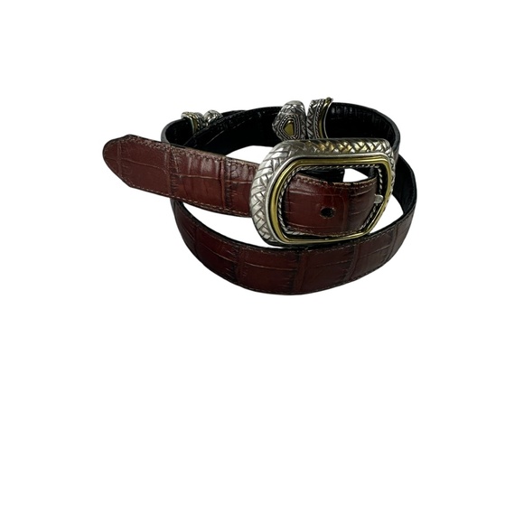 Genuine BRIGHTON Marcus Brown & Black Leather Reversible Belt Unisex Size ML/32 main image 6